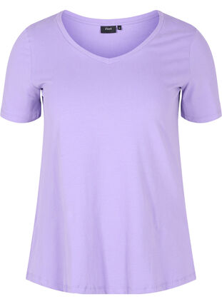 Basic t-shirt in effen kleur met katoen, Paisley Purple, Packshot image number 0
