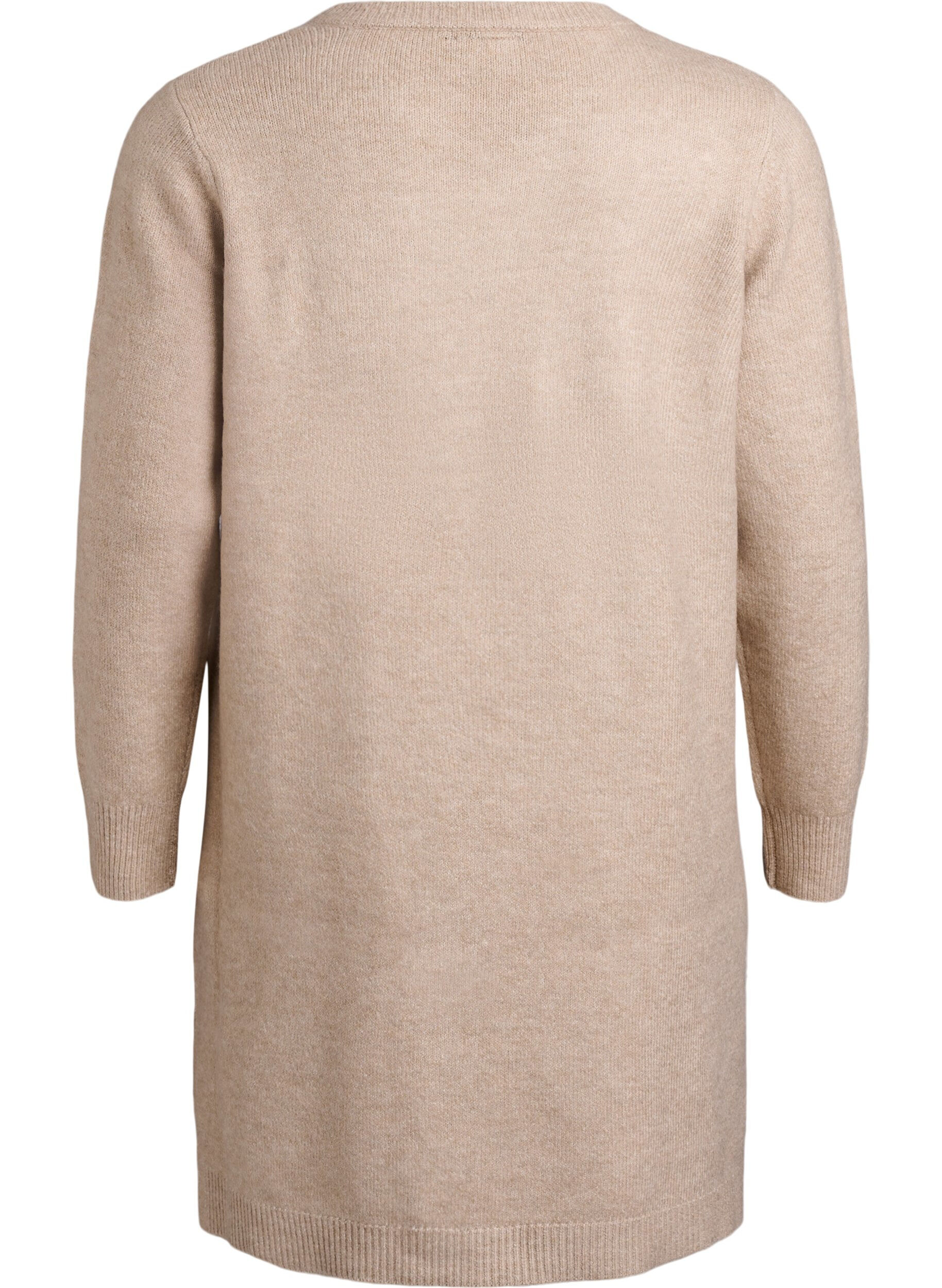 Zizzi Korte gebreide jurk met strass-steentjes, Beige, Packshot image number 1