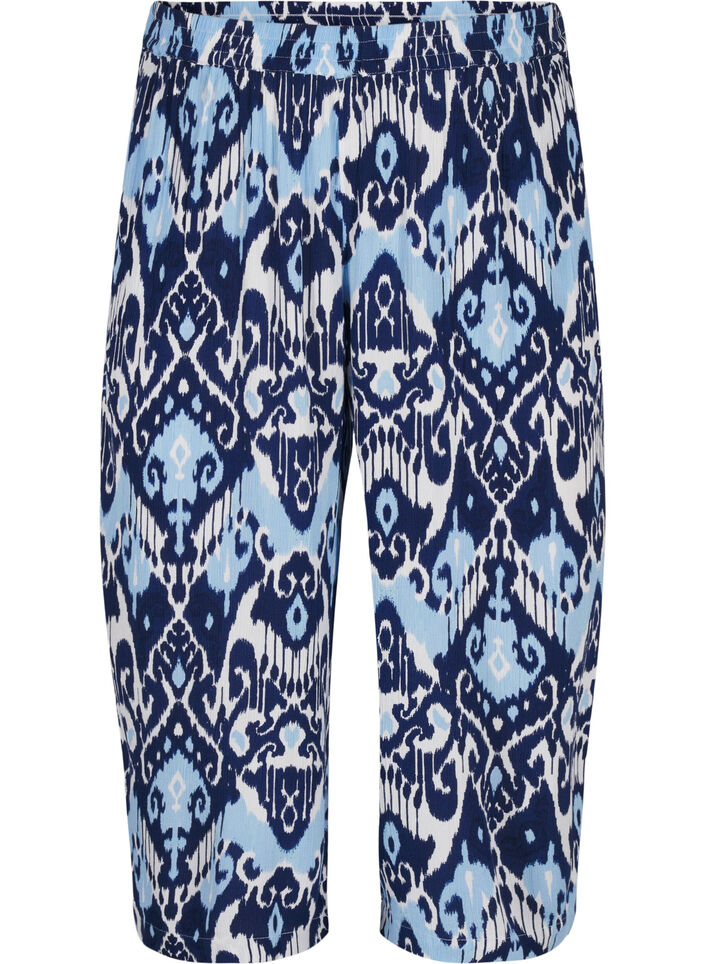 Viscose culotte broek met print, Blue Ethnic AOP, Packshot image number 0