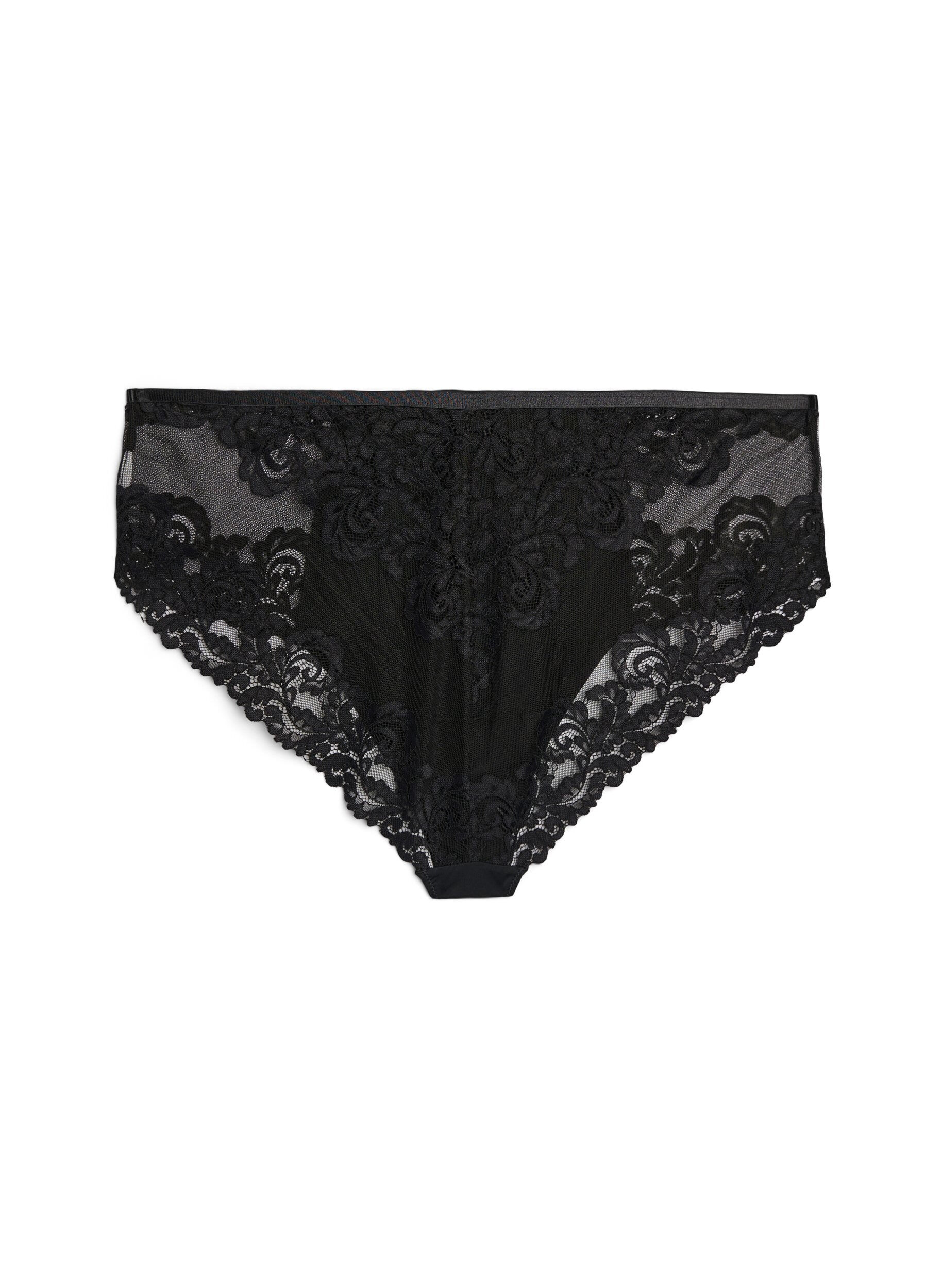 ZizziHipster slip van kant met gekruist detail, Zwart, Packshot image number 1