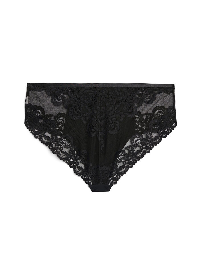 Hipster slip van kant met gekruist detail, Zwart, Packshot image number 1