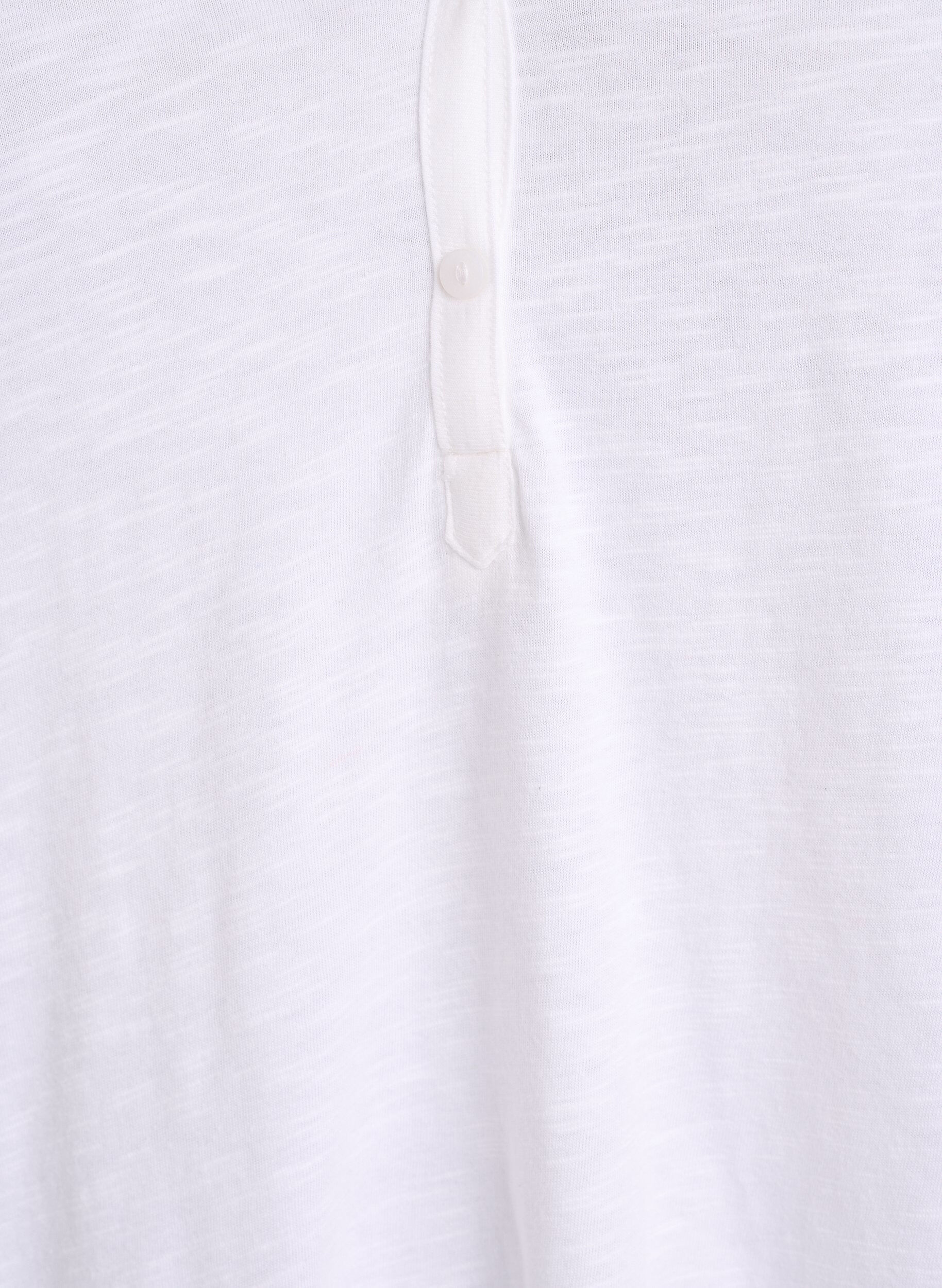 ZizziT-shirt met lange mouwen, V-hals en knopen, Wit, Packshot image number 2