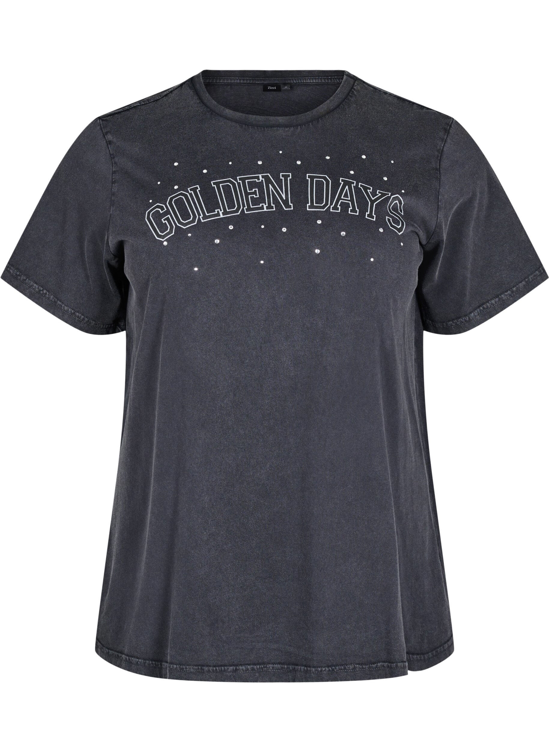 Zizzi T-shirt in biologisch katoen met grafische print, Grijs, Packshot image number 0