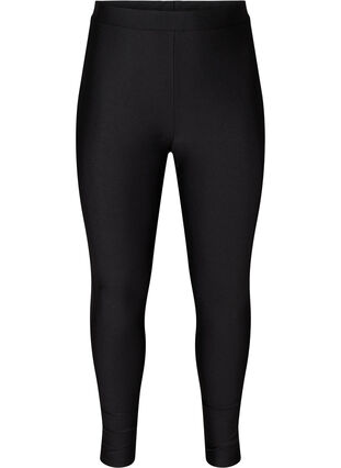 Glanzende legging met achterzakken en hoge taille, Black, Packshot image number 0