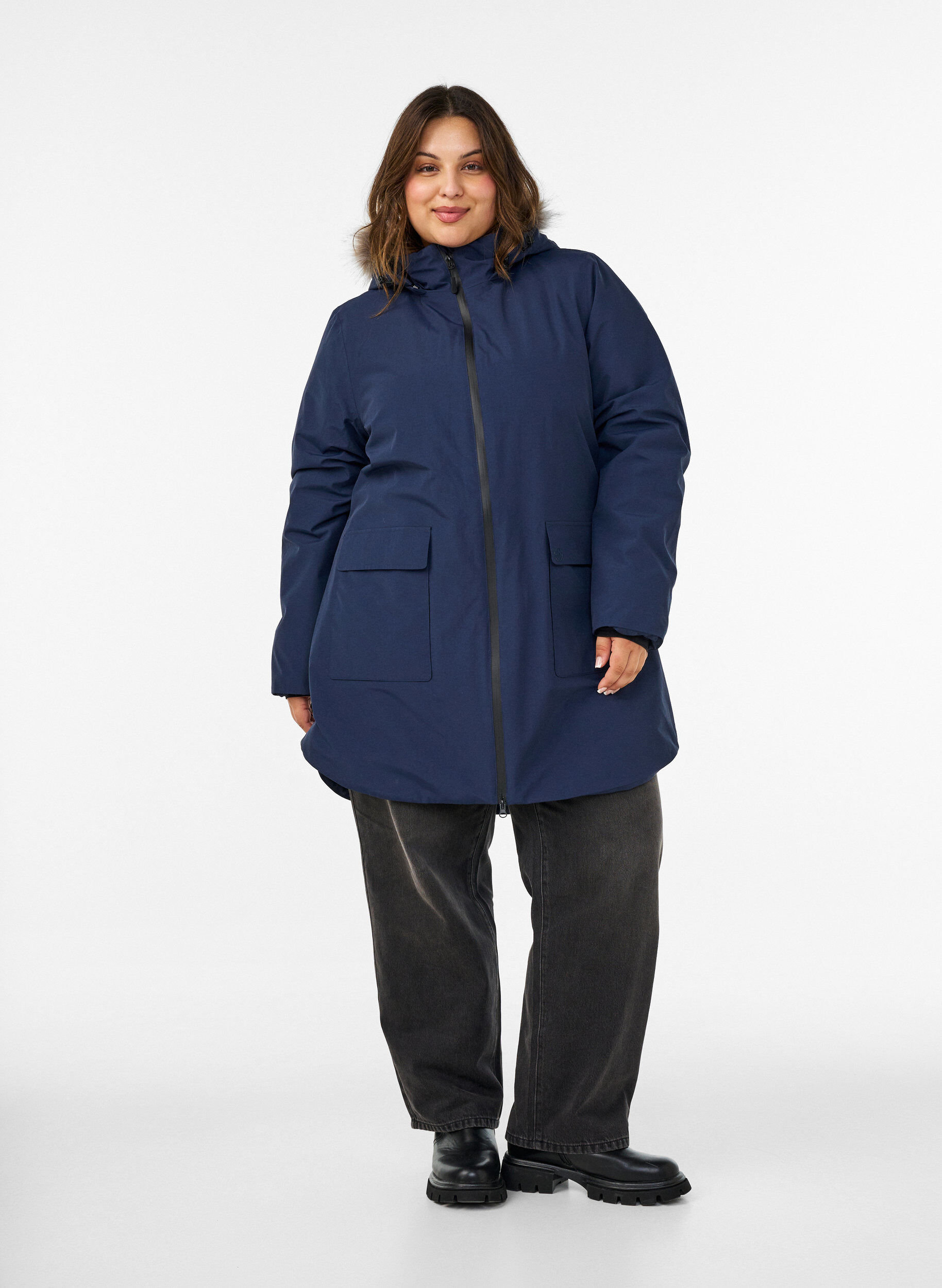 ZizziWaterdichte parka met capuchon, Blauw, Model image number 1