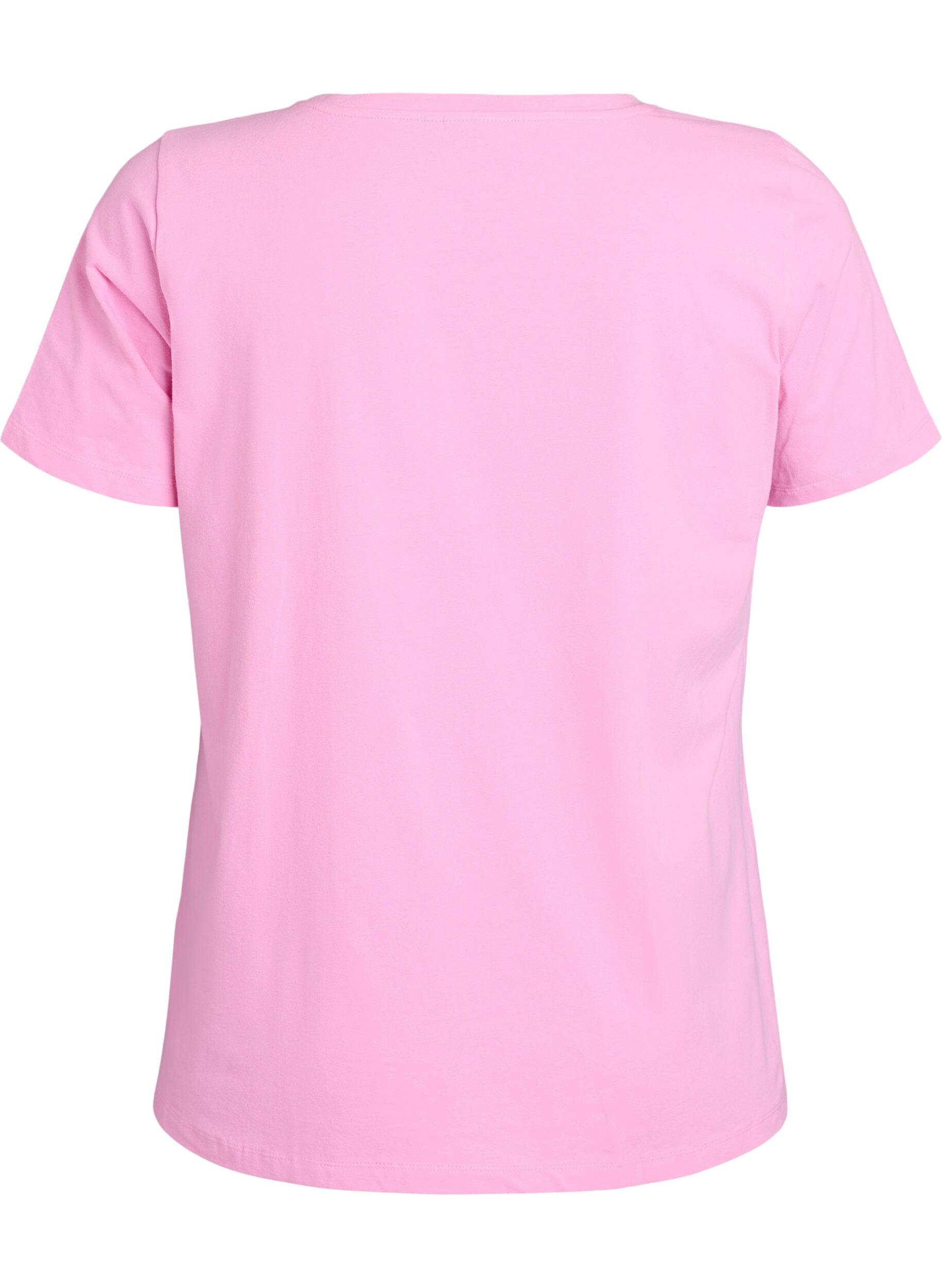 Zizzi Basic effen katoenen t-shirt, Roze, Packshot image number 1