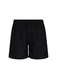 Losse shorts in katoenmix met linnen, Black