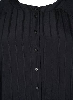 Lang viscose shirt met gestreepte structuur, Black, Packshot image number 2