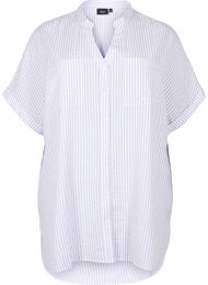 Gestreept overhemd met borstzakken, White/LavenderStripe