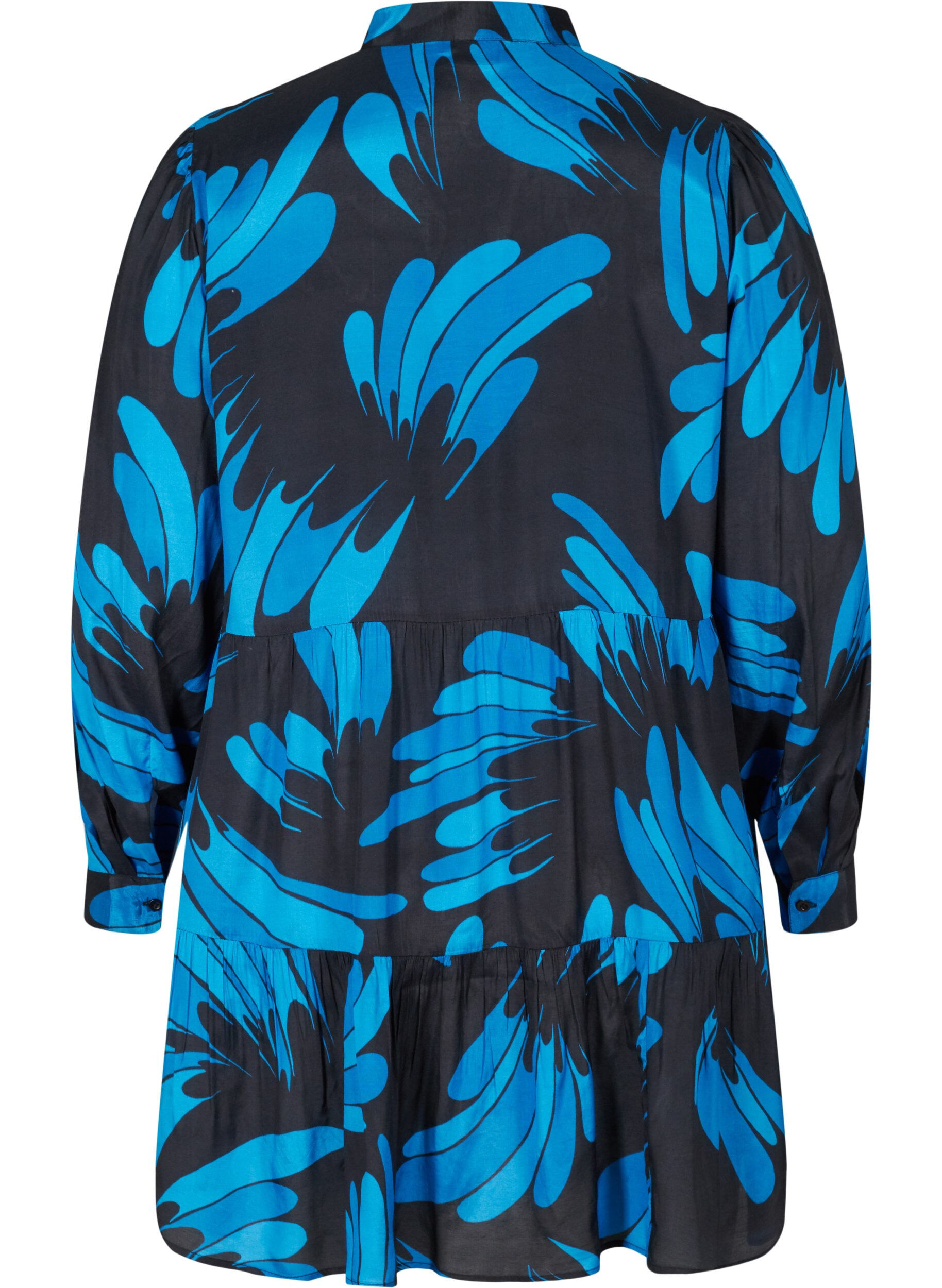 Zizzi Viscose tuniek met rits en print, Dark Blue AOP, Packshot image number 1