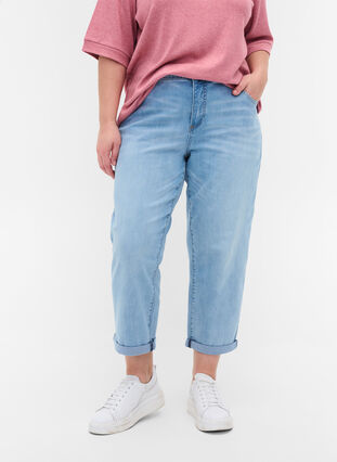 7/8 jeans met hoge taille, Light blue denim, Model image number 2