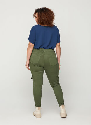 Katoenen broek met enkellengte, Army green , Model image number 0