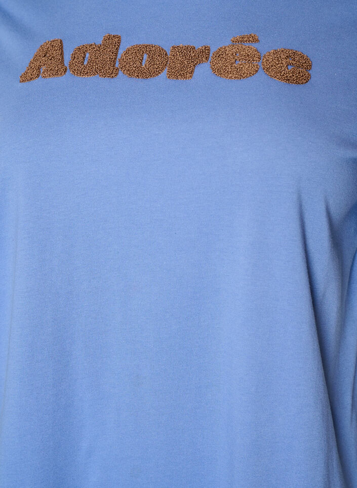 Organisch katoenen T-shirt met print aan de voorkant, Blauw, Packshot image number 2