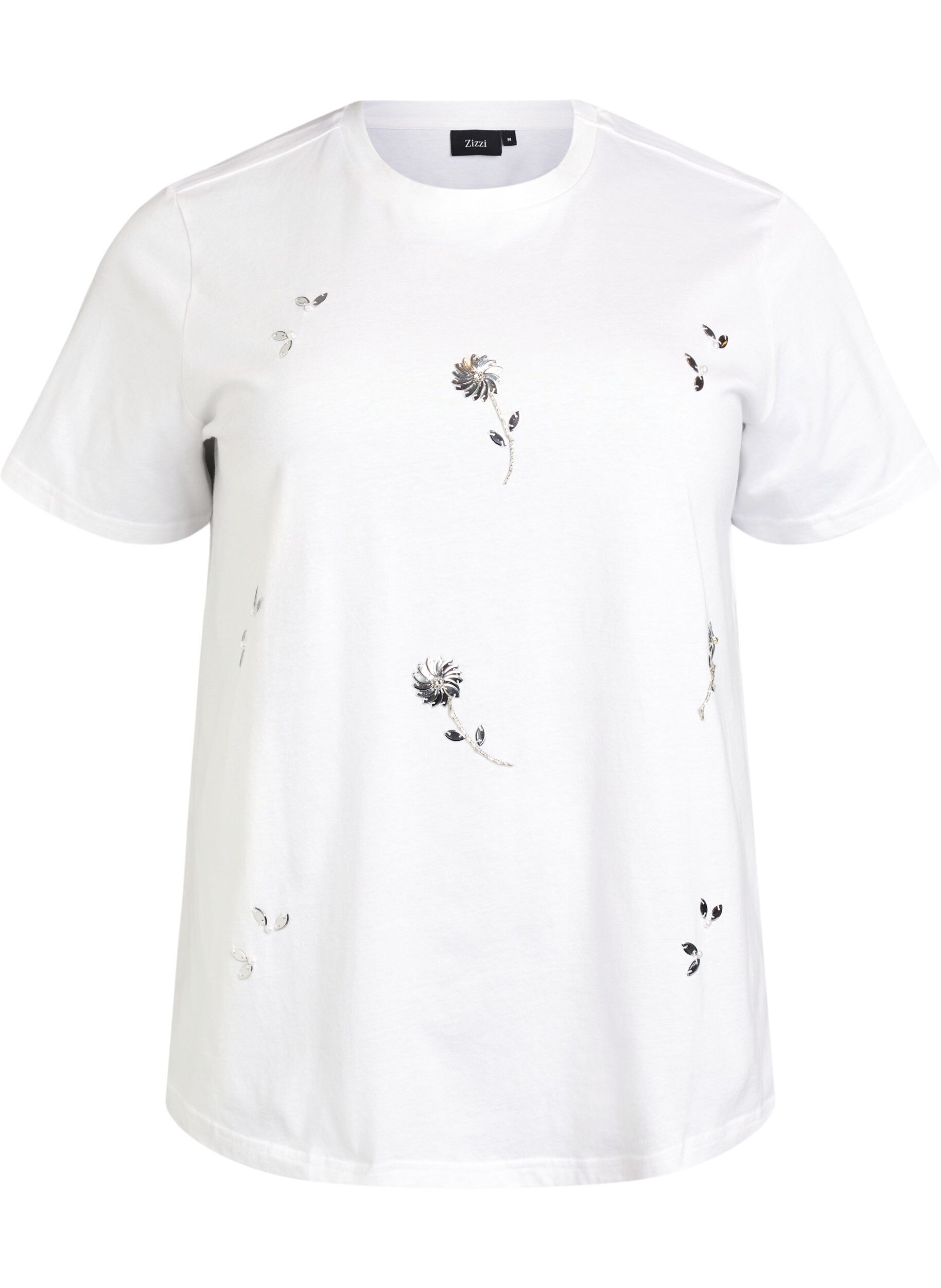 T-shirt met paillettenbloemen