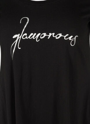 Katoenen t-shirt met korte mouwen en a-lijn, Black GLAMOROUS, Packshot image number 2