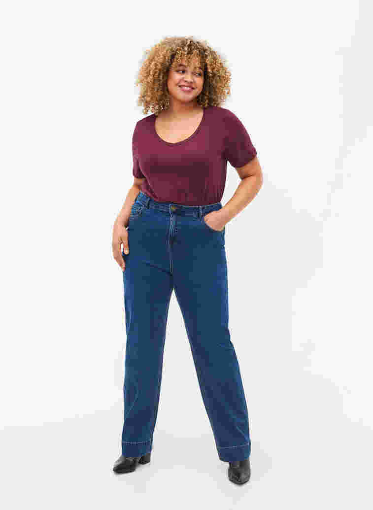 Regular fit Megan jeans met extra hoge taille, Blue denim, Model