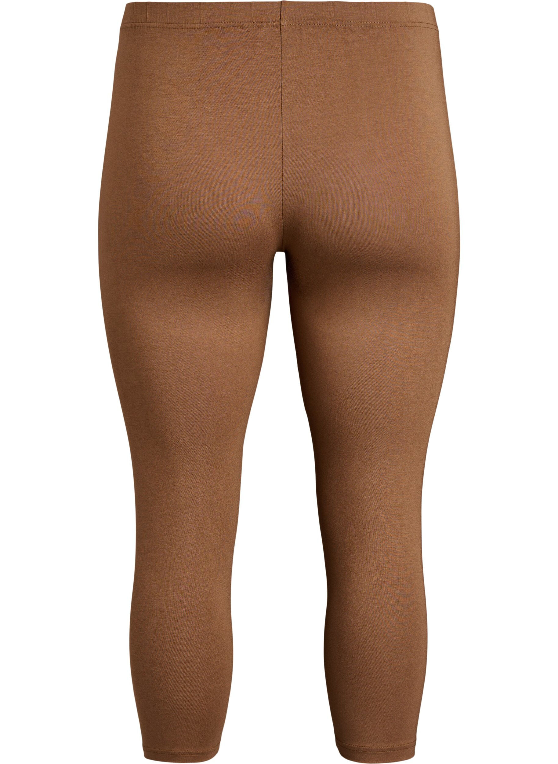 Zizzi Basic 3/4 legging in viscose, Bruin, Packshot image number 1