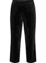 Losvallende broek in velours, Black, Packshot