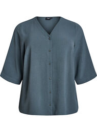 Shirtblouse met V-hals en 3/4 mouwen, Groen
