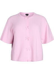 Gebreid vest met korte mouwen en strikjes, Roze