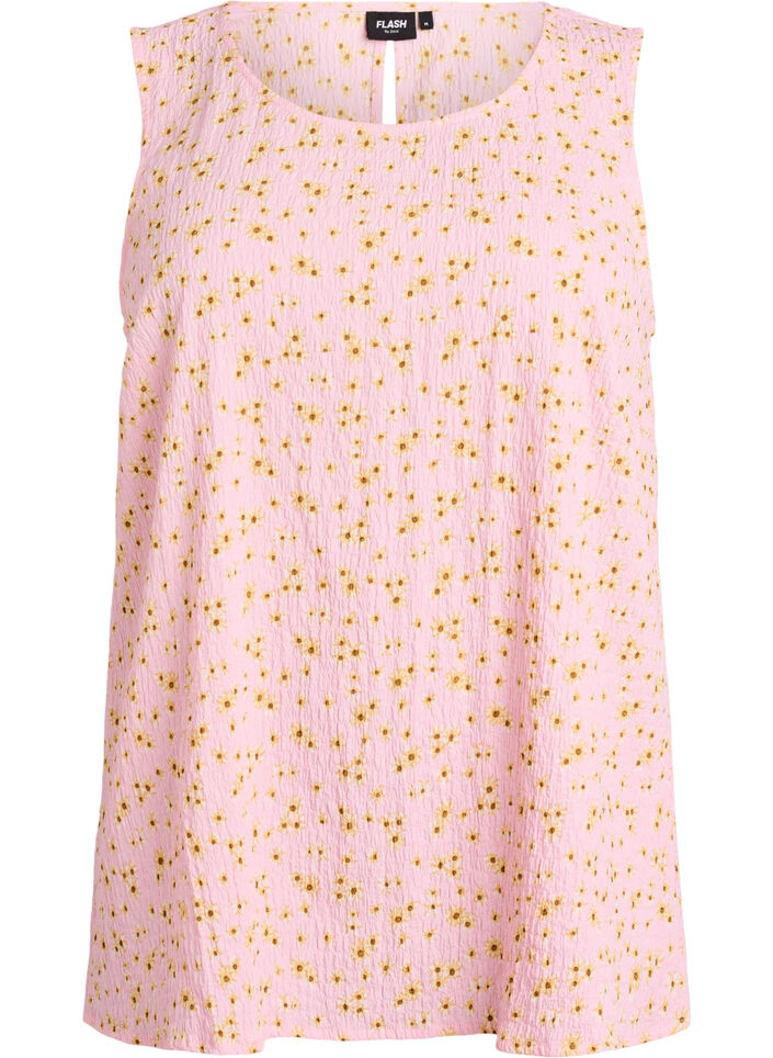 Mouwloze top met textuur, Roze, Packshot image number 0