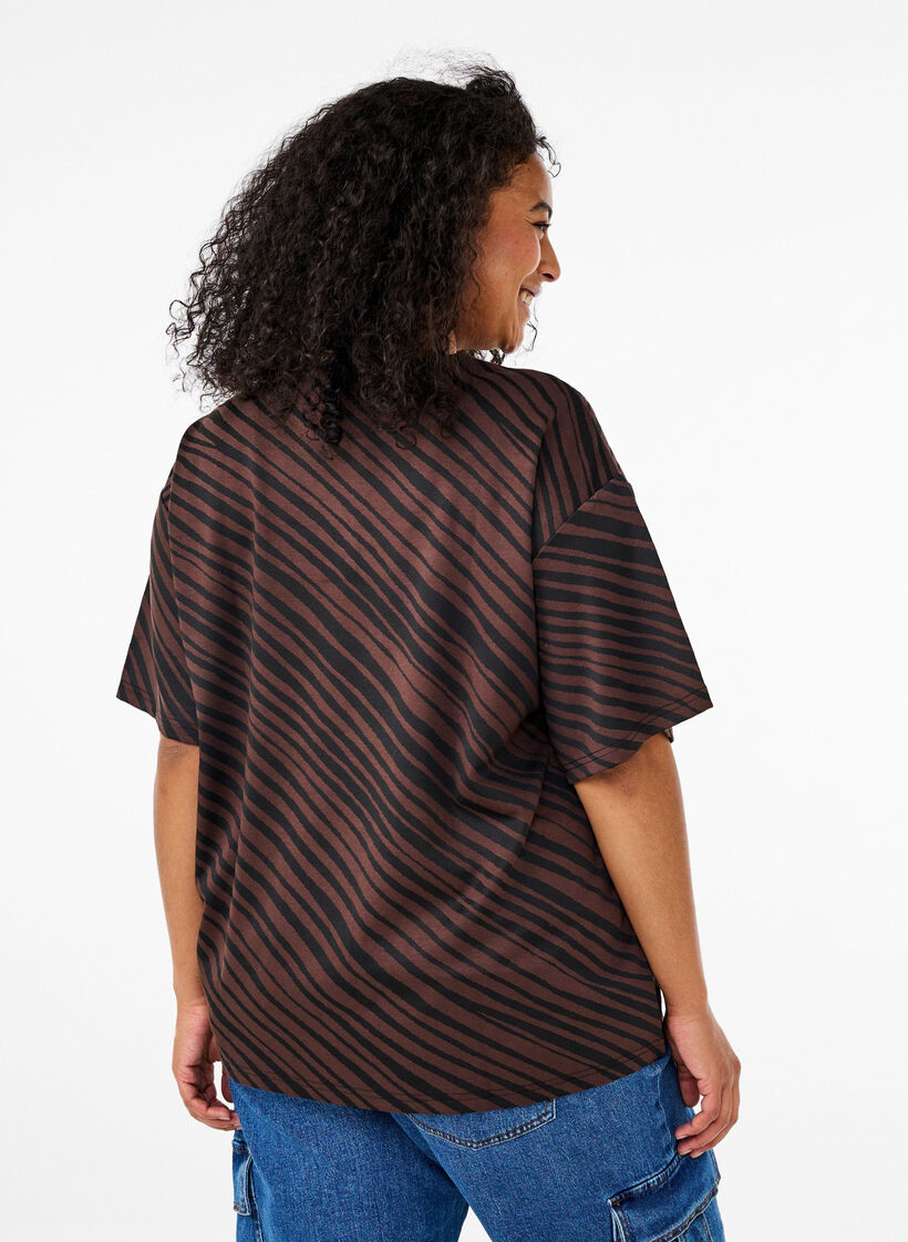 Oversized blouse met patroon, Bruin, Model image number 2