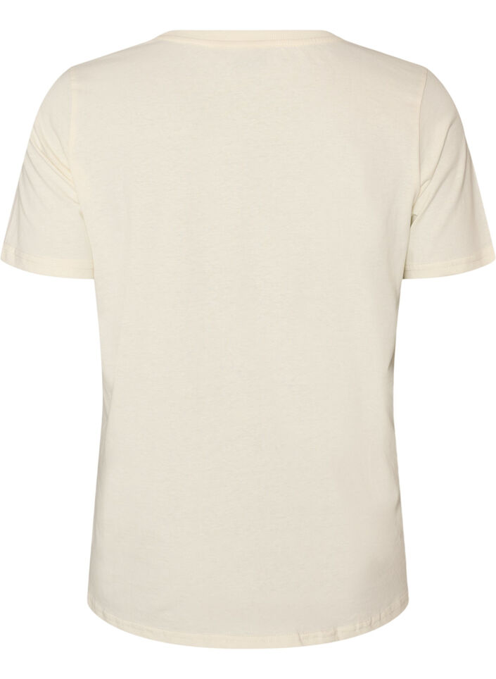 Katoenen T-shirt met print, Vanille, Packshot image number 1