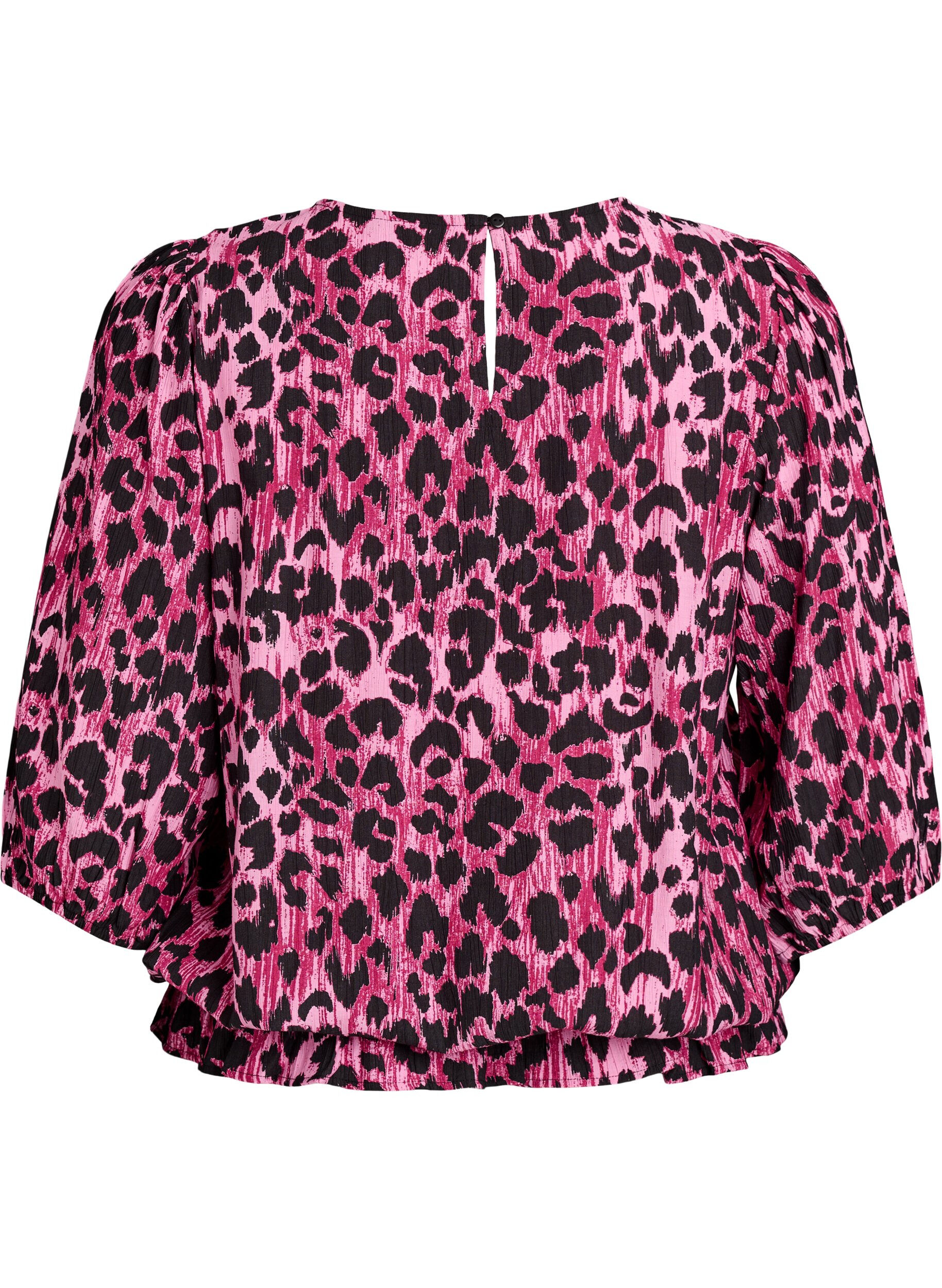 Zizzi Viscose blouse met 3/4 mouwen en balloneffect, Roze, Packshot image number 1