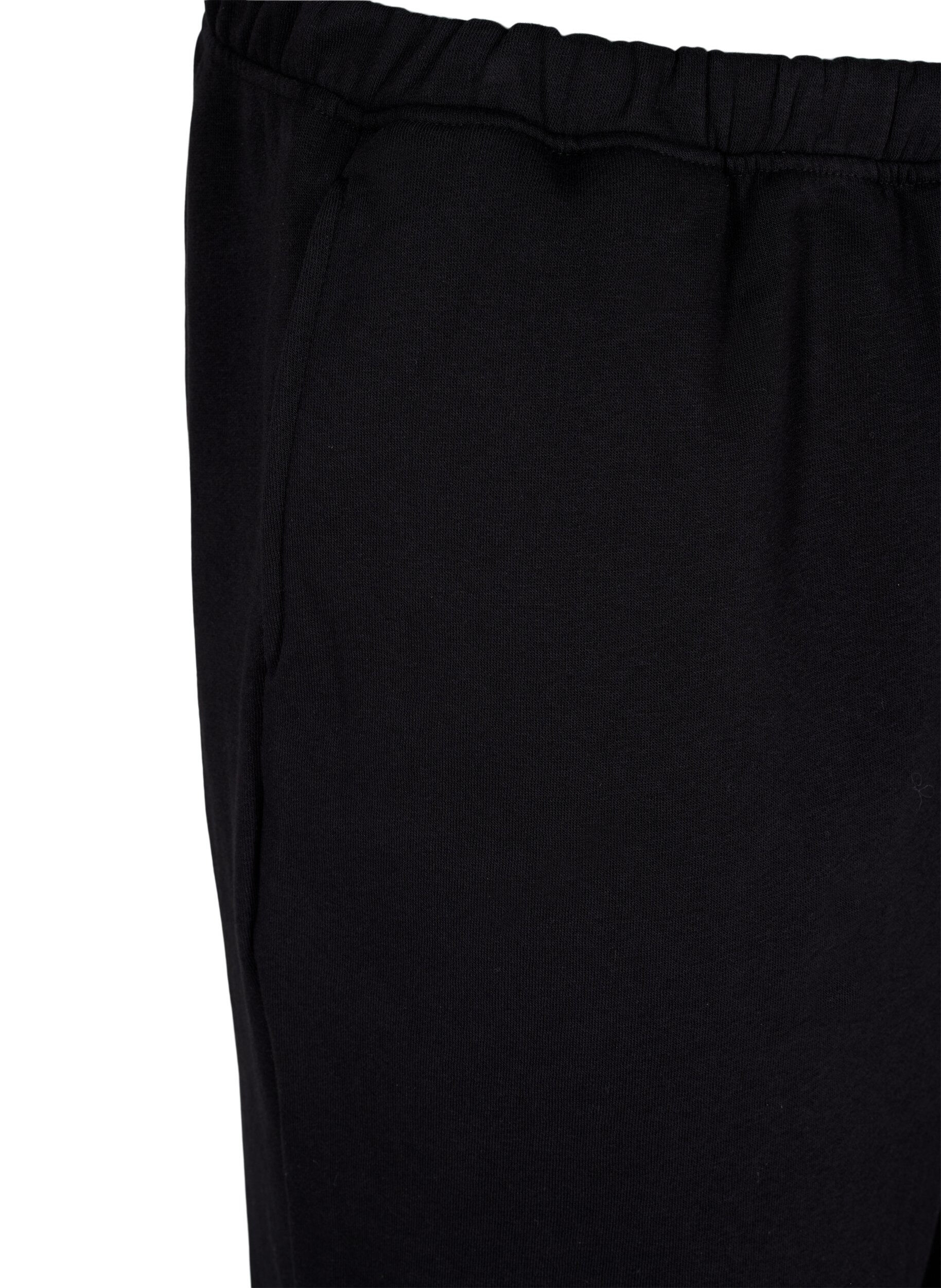 ZizziLosse katoenen broek met zakken, Zwart, Packshot image number 2