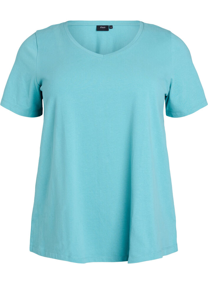 Basic effen katoenen t-shirt, Blauw, Packshot image number 0