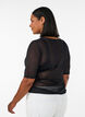 Mesh top met korte mouwen en ronde hals, Zwart, Model image number 1