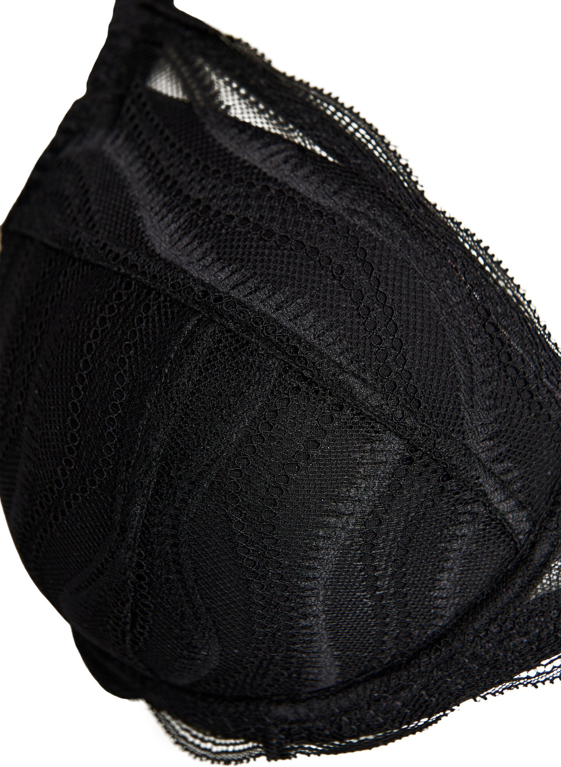 Zizzi Gewatteerde bh met kanten details, Zwart, Packshot image number 2