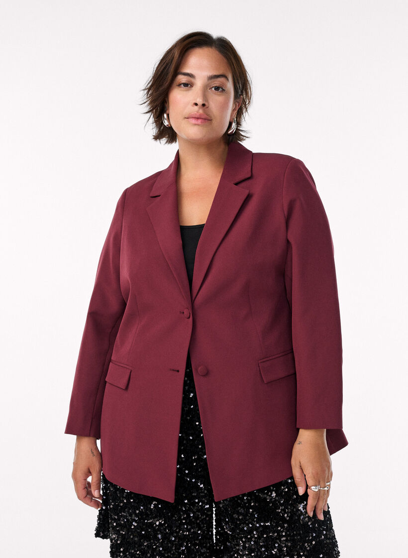 Klassieke blazer met knoopsluiting, Rood, Model