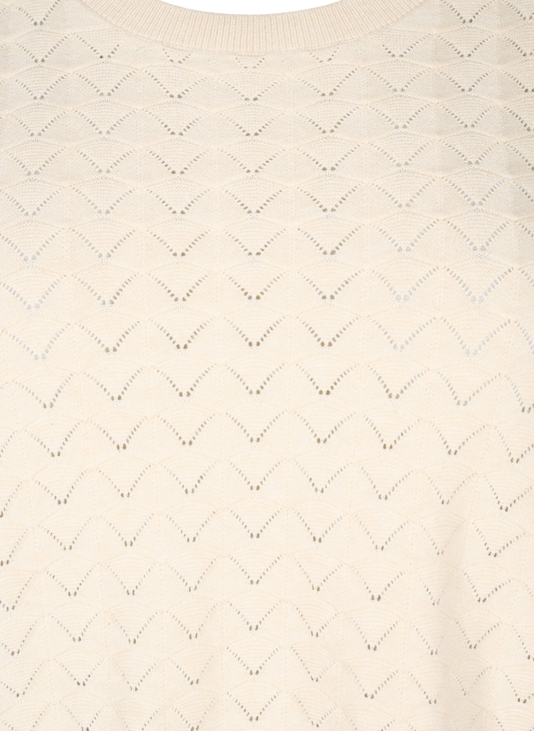 Zizzi Gebreide blouse met opengewerkt patroon en korte mouwen, Birch Mel., Packshot image number 2