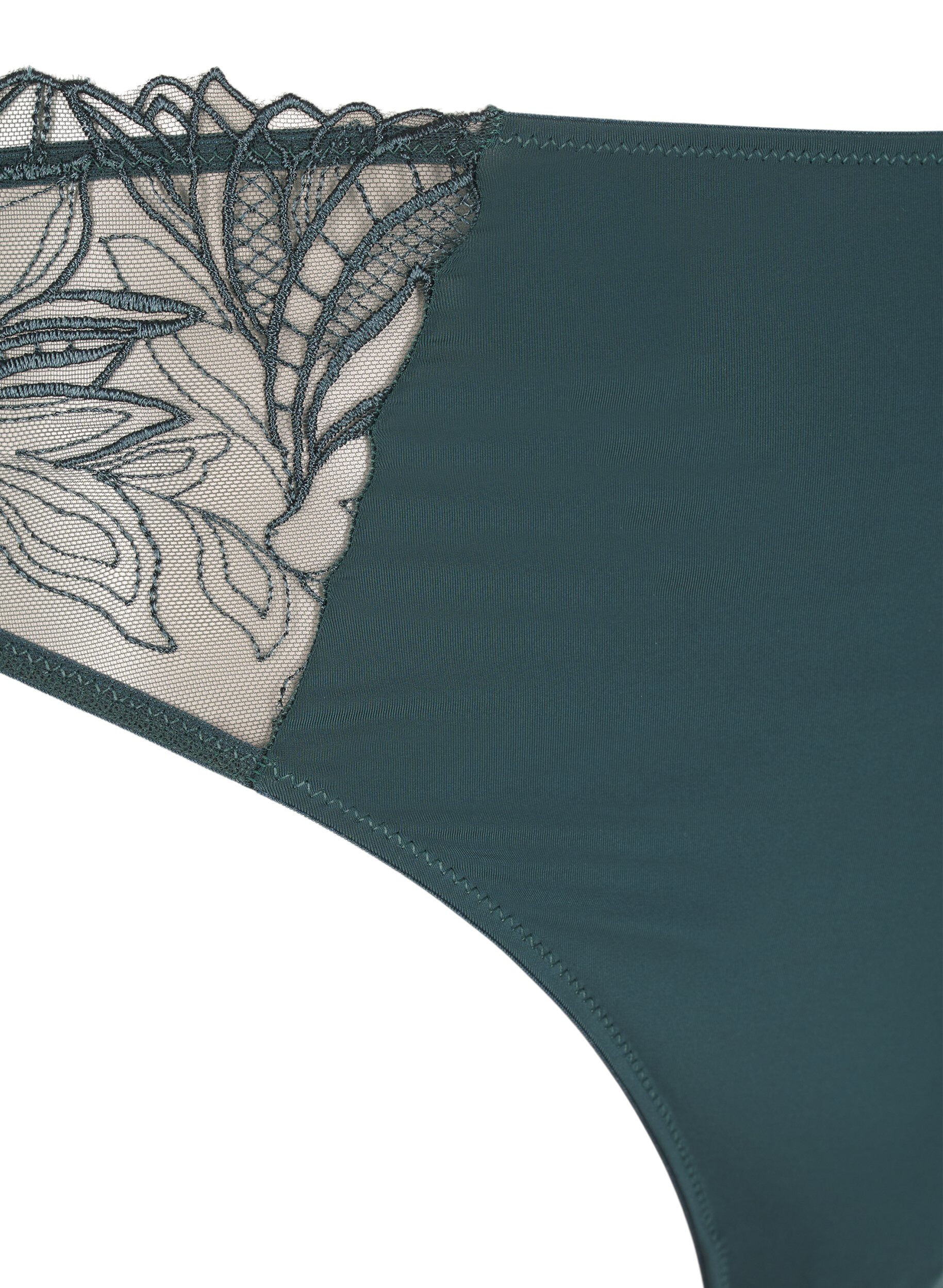 Zizzi Microvezel string met kanten details, Groen, Packshot image number 2