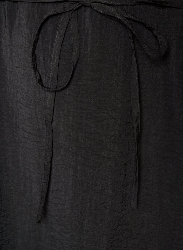 Enkellange jurk met vlindermouwen en strikceintuur, Zwart, Packshot image number 3