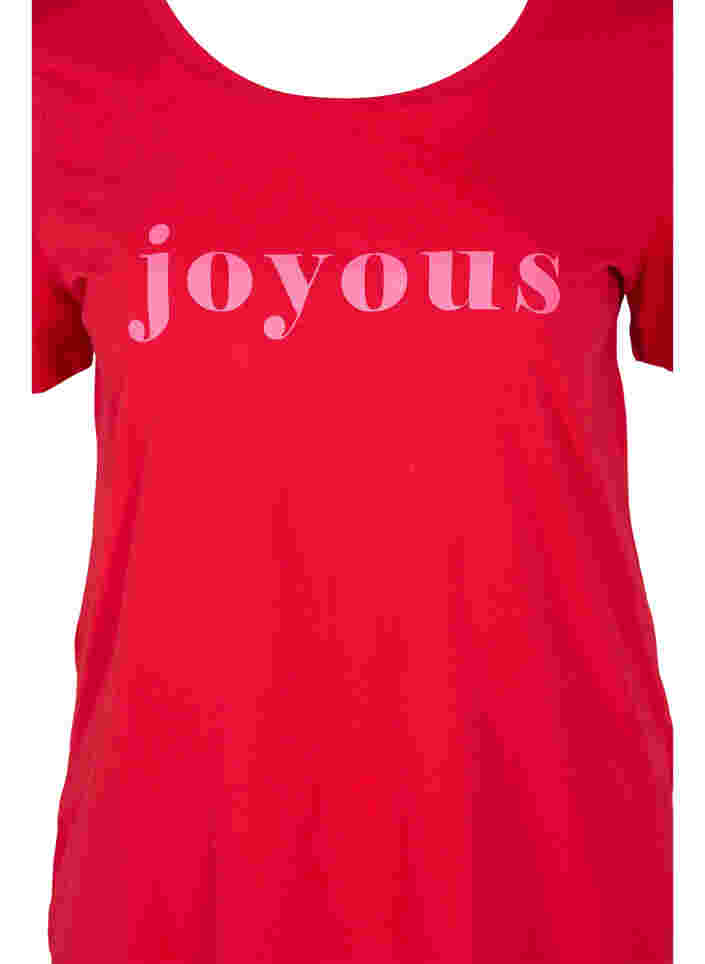 Katoenen t-shirt met korte mouwen en tekstopdruk, Chinese Red, Packshot image number 2