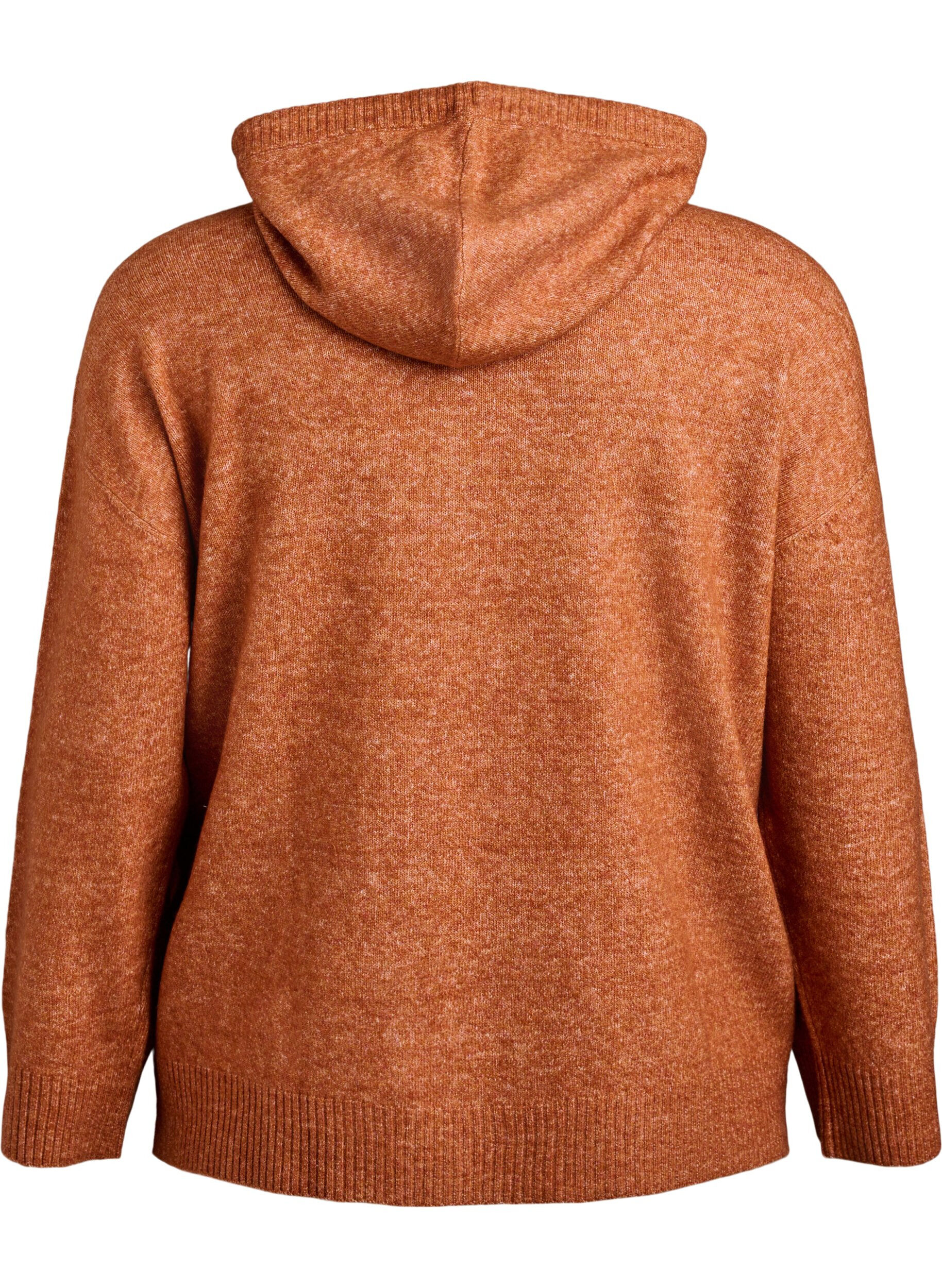 Zizzi Gebreide hoodie, Oranje, Packshot image number 1