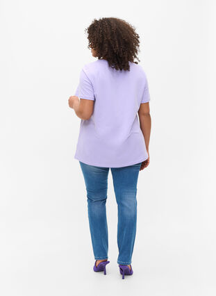 Slim fit Emily jeans met slijtage, Light blue, Model image number 1