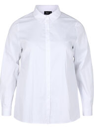 Klassieke blouse met kraag en knopen, Bright White