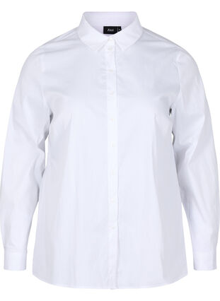 Klassieke blouse met kraag en knopen, Bright White, Packshot image number 0