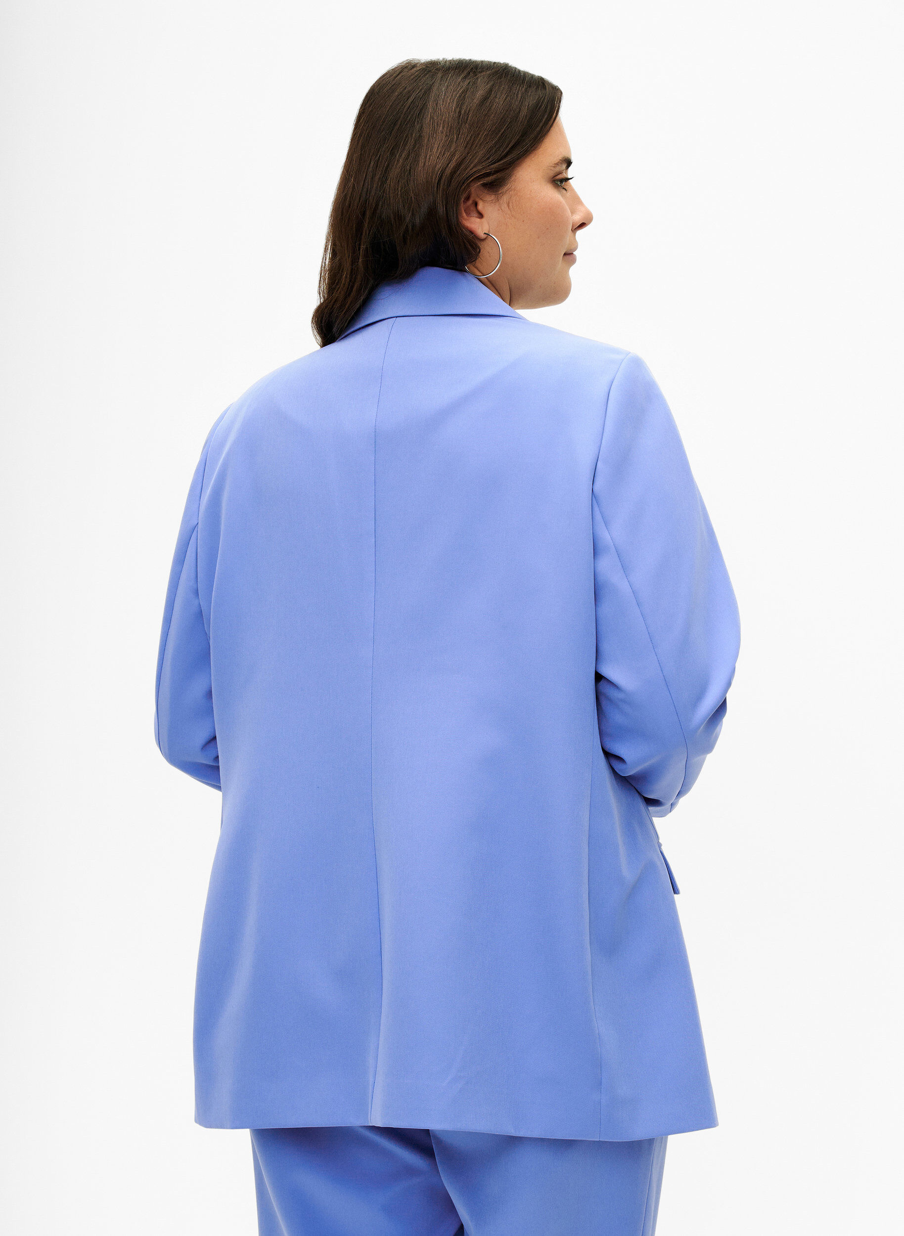 Zizzi Klassieke blazer met knoopsluiting, Wedgewood, Model image number 1