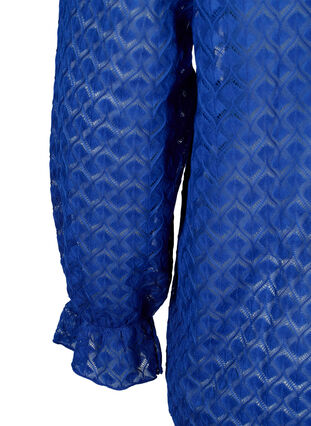 Blouse met lange mouwen en gedessineerde textuur, Deep Ultramarine, Packshot image number 3