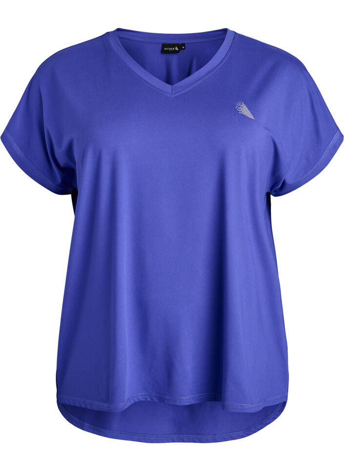Sportief t-shirt met korte mouwen en v-hals, Paars, Packshot image number 0