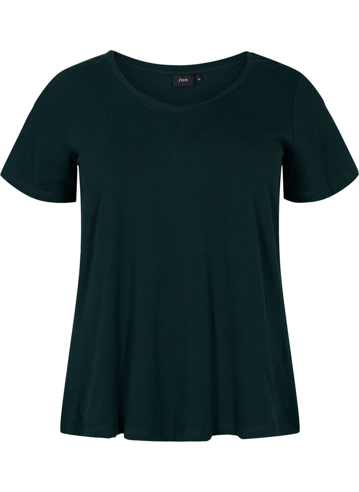 Effen basic katoenen T-shirt, Groen, Packshot image number 0