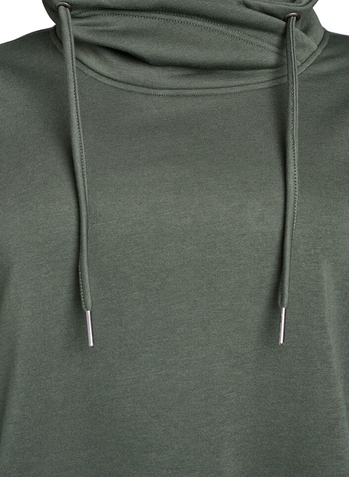Sweatshirt met hoge kraag en zakken, Groen, Packshot image number 2