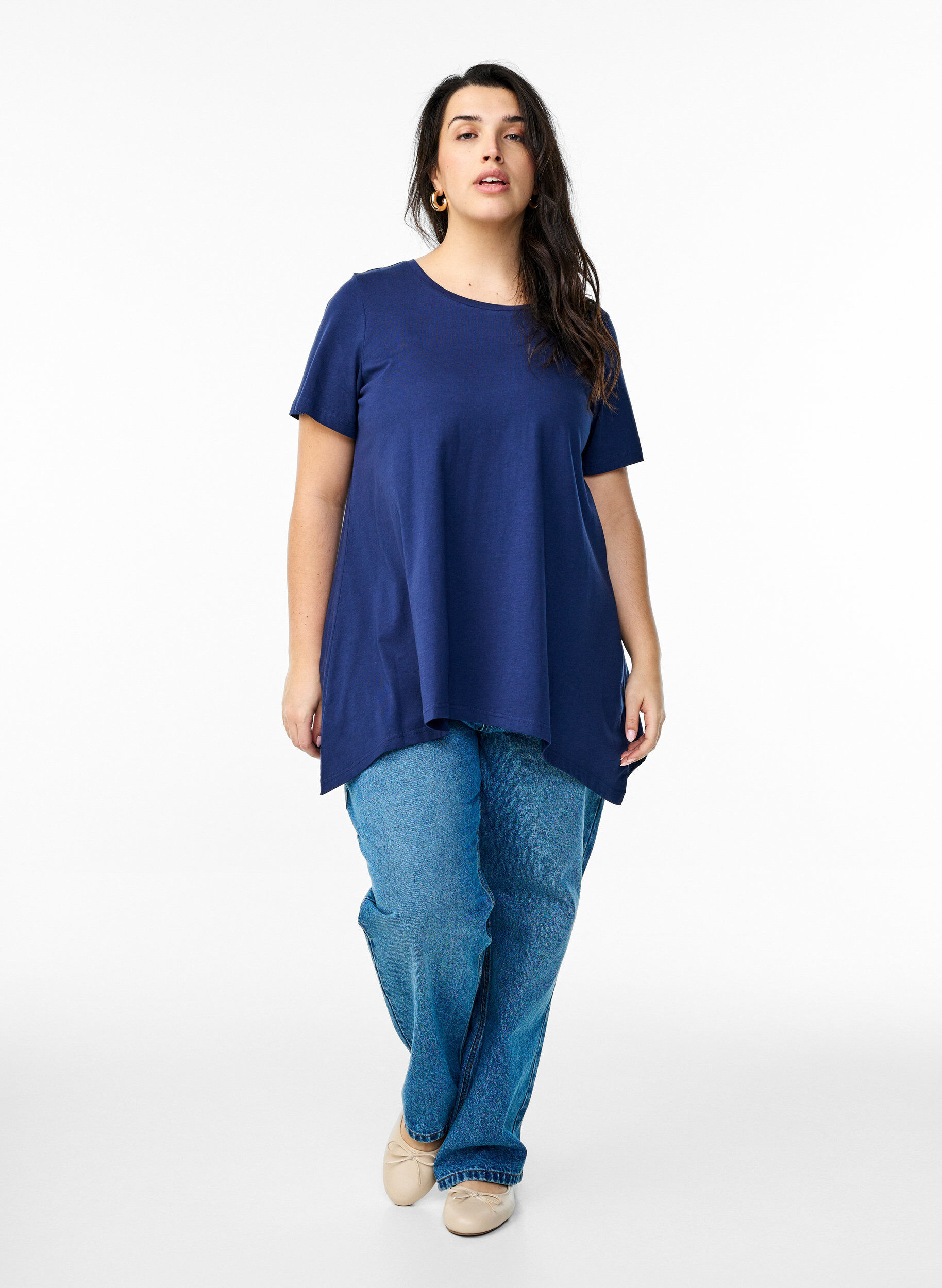 ZizziT-shirt met ronde hals en A-lijn vorm, Blauw, Model image number 1