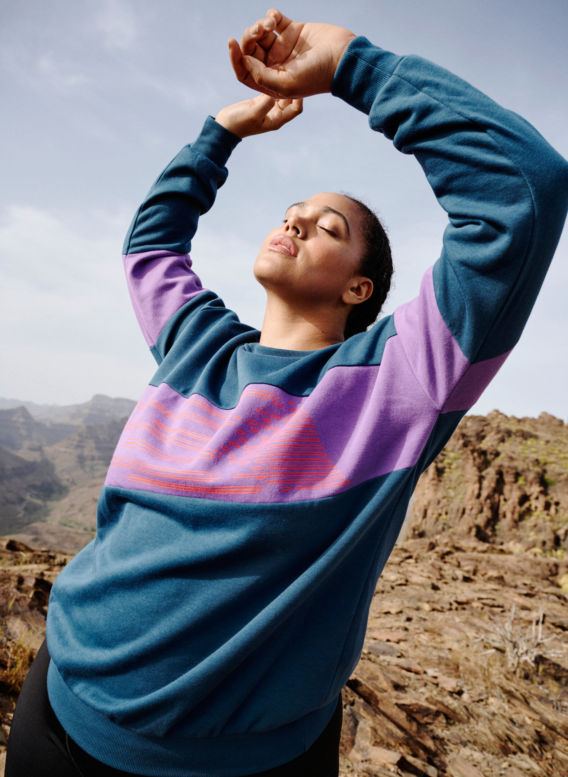 Zizzi Sweatshirt met sportieve print, Blue Wing Teal Comb, Image image number 0