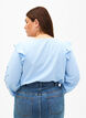 Katoenen blouse met borduursel en ruches, Blauw, Model image number 2