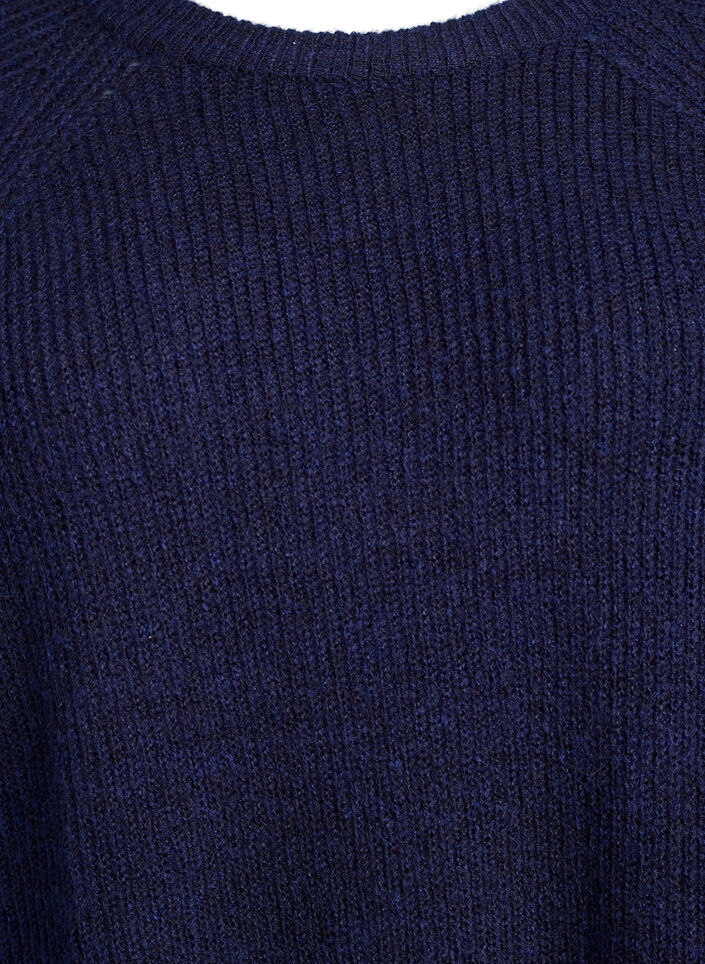 Geribde trui met 3/4 mouwen, Blauw, Packshot image number 2